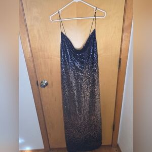 Only Black and Gold Sequin Midi Dress